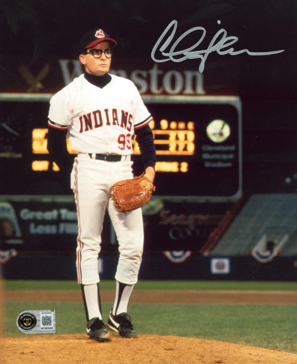 Charlie Sheen Major League Signed 8x10 Vertical Mound Photo BAS Witnessed