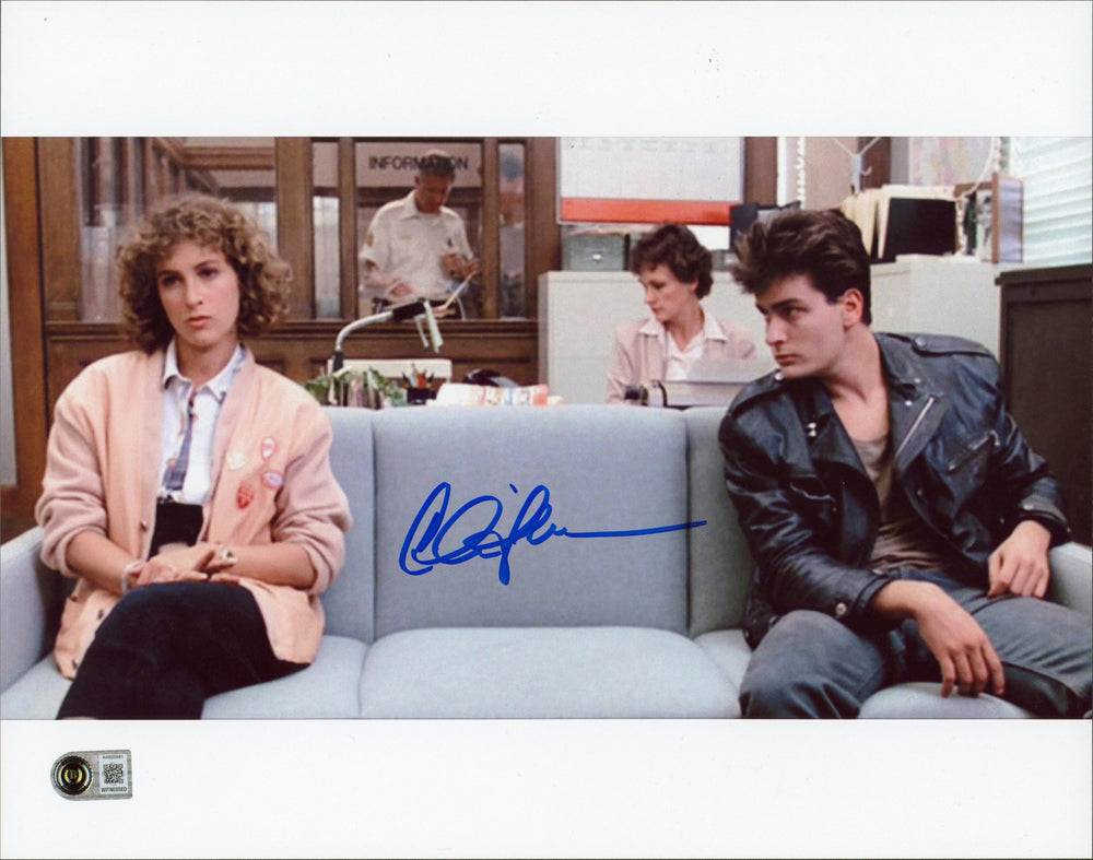 Charlie Sheen Ferris Bueller's Day Off Signed 11x14 Horizontal Photo BAS Wit 2