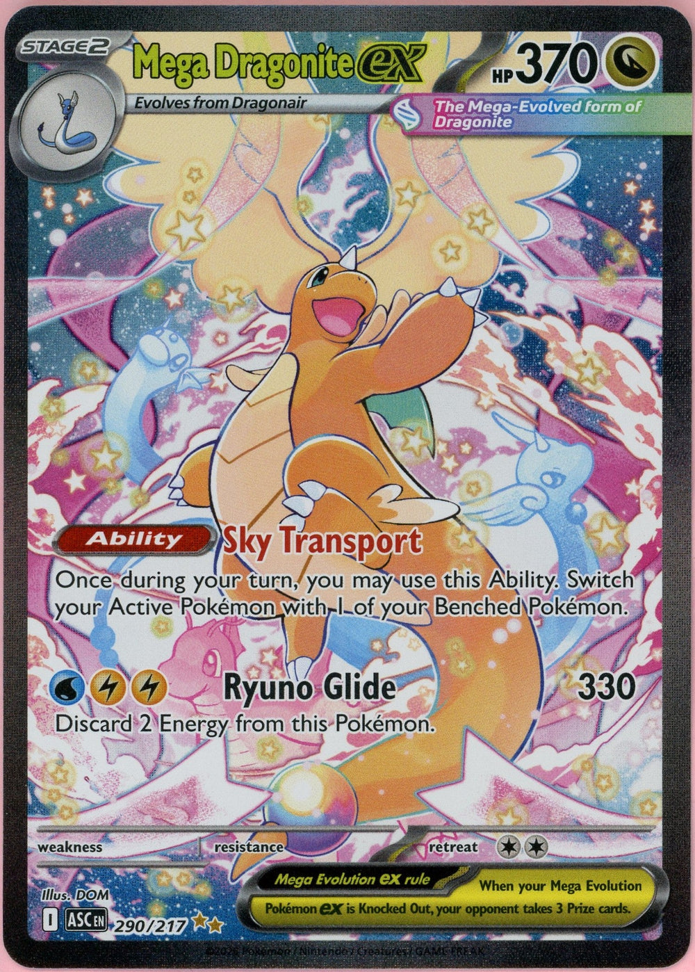 Pokemon Single: Mega Dragonite ex 290/217 Ascended Heroes (2026) SIR NM