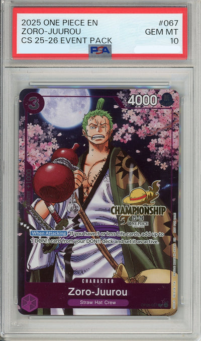One Piece Graded: Zoro-Juurou OP05-067 Championship 25-26 Event Pack PSA 10
