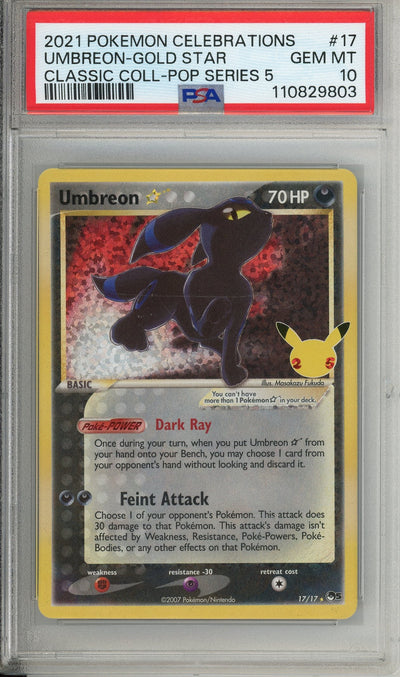 Pokemon Graded: Umbreon Gold Star 17/17 Celebrations Classic Collection (2021) Holo PSA 10