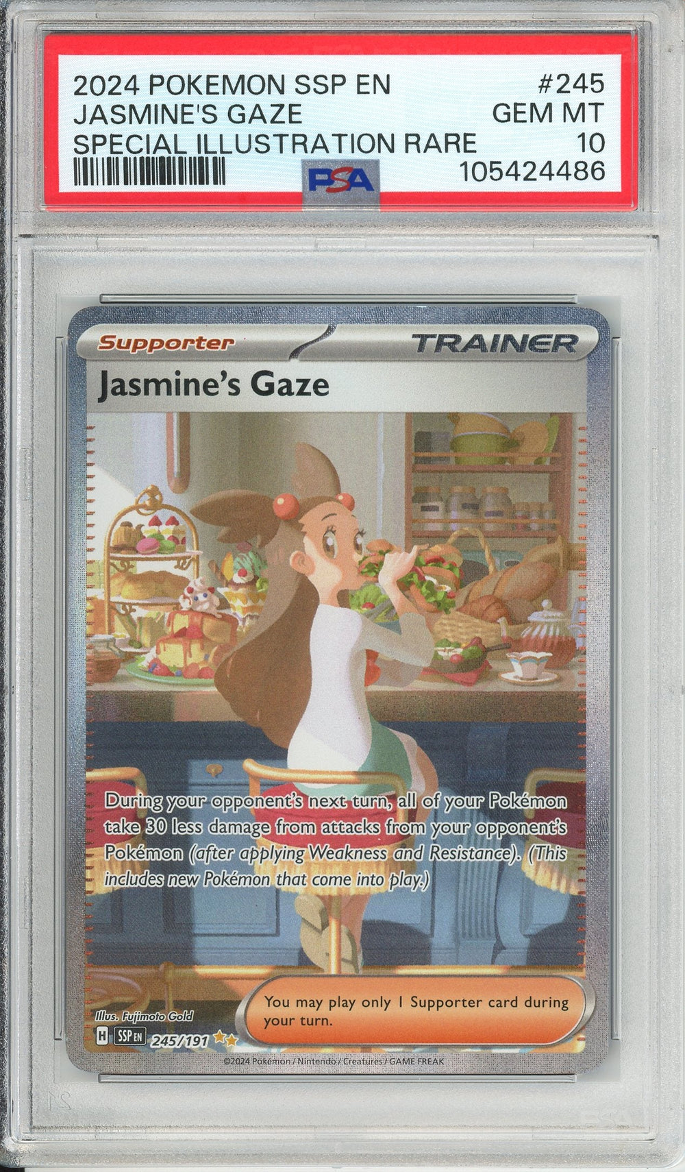 Pokemon Graded: Jasmine's Gaze 245/191 Surging Sparks (2024) SIR Holo PSA 10
