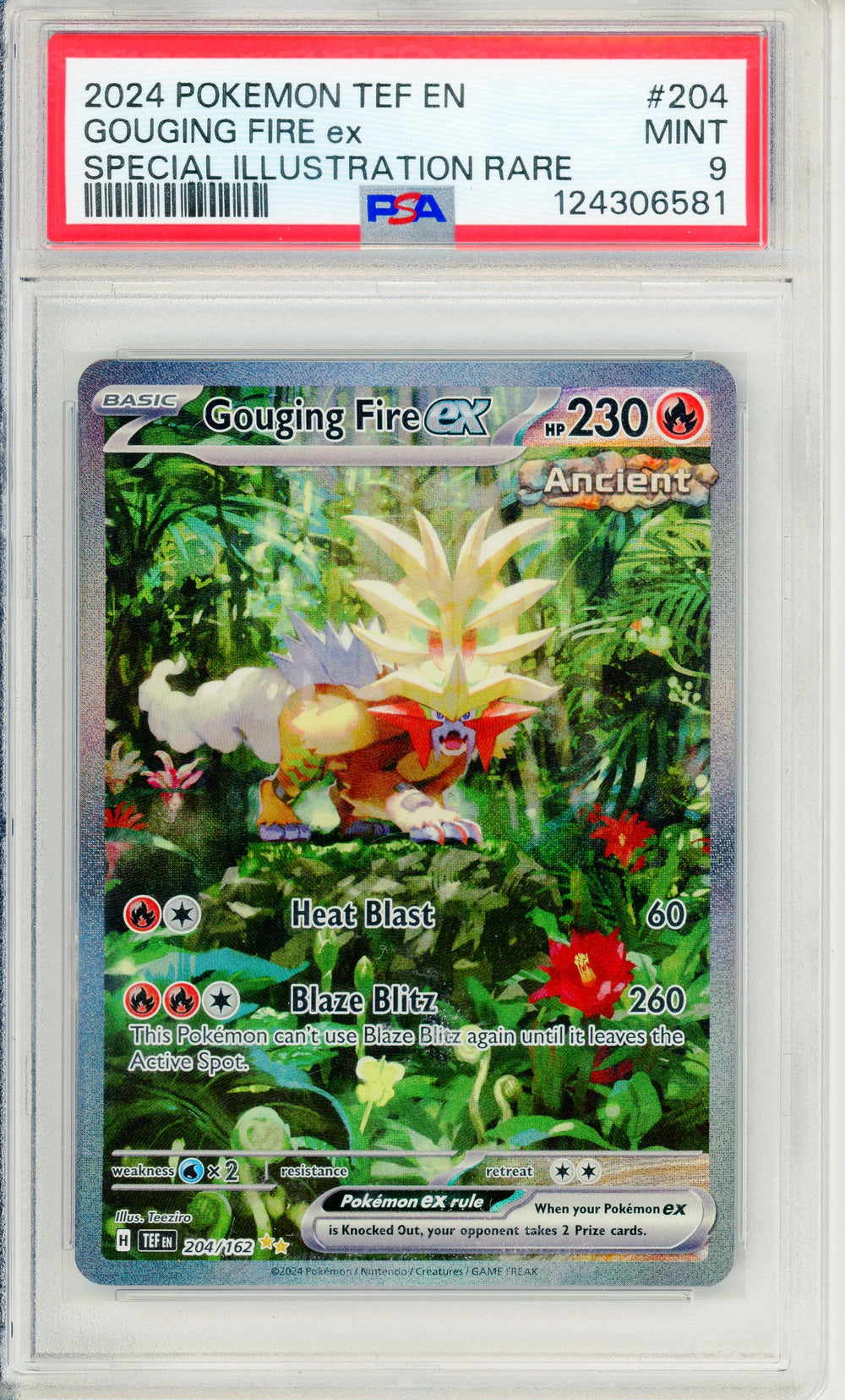 Pokemon Graded: Gouging Fire ex 204/162 Temporal Forces (2024) SIR PSA 9