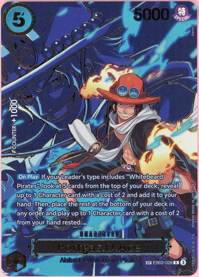 One Piece Single: Portgas D. Ace EB02-028 Carrying On His Will Special Alt Art NM