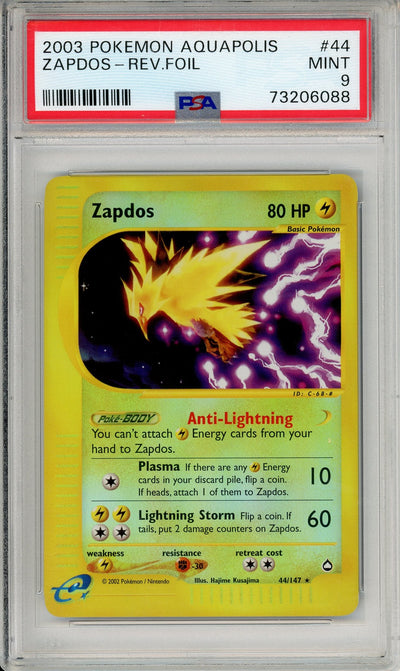 Pokemon Graded: Zapdos 44/147 Aquapolis (2003) Reverse Holo PSA 9