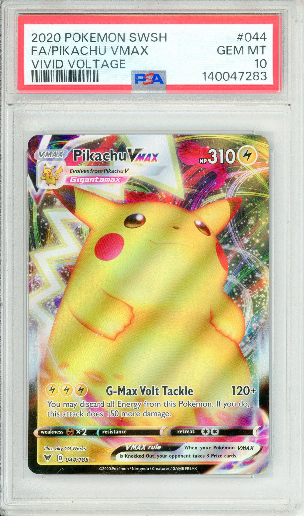 Pokemon Graded: Pikachu VMAX 44/185 Vivid Voltage (2020) Full Art PSA 10