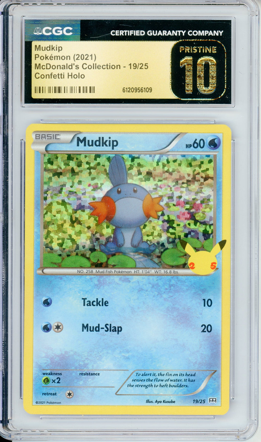 Pokemon Graded: Mudkip 19/25 McDonald's Collection (2021) Confetti Holo CGC Pristine 10