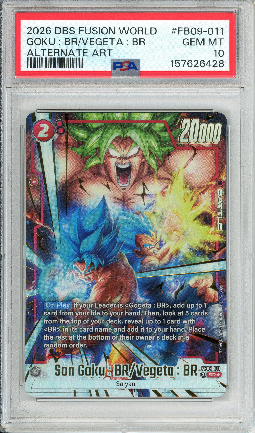 Dragon Ball Graded: Son Goku BR/Vegeto #FB09-011 Alt Art PSA 10