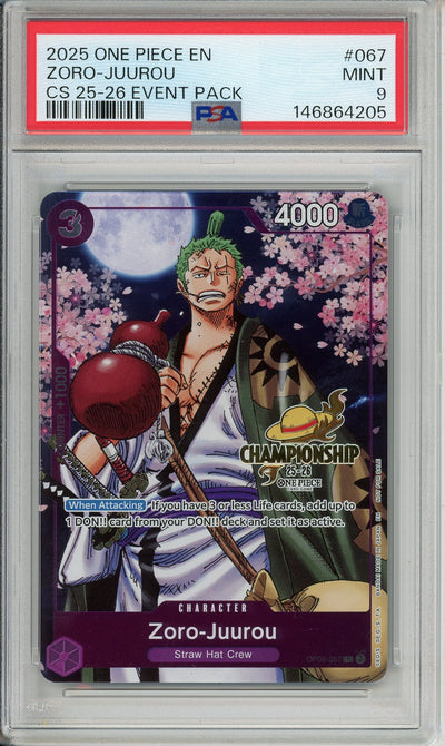 One Piece Graded: Zoro-Juurou OP05-067 Championship 25-26 Event Pack PSA 9