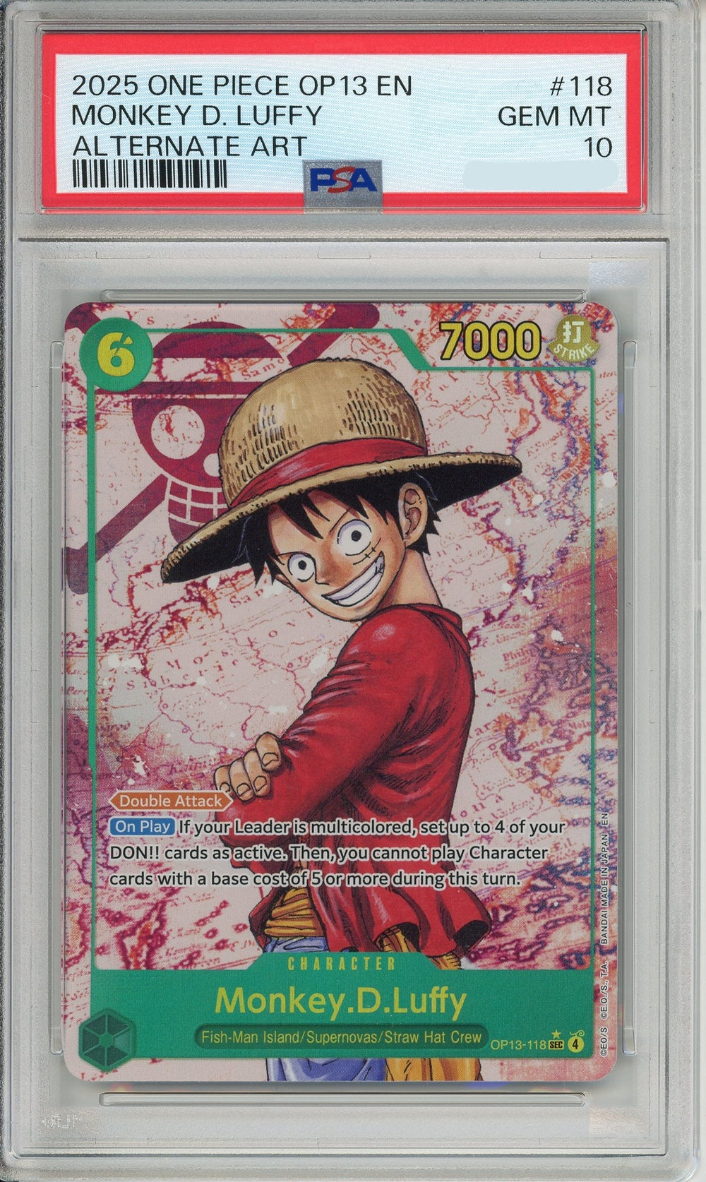 One Piece Graded: Monkey D. Luffy OP13-118 Alternate Art (2025) PSA 10