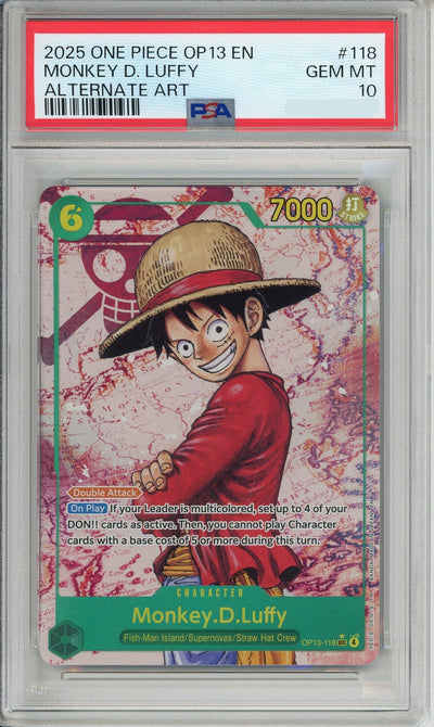 One Piece Graded: Monkey D. Luffy OP13-118 Alternate Art (2025) PSA 10