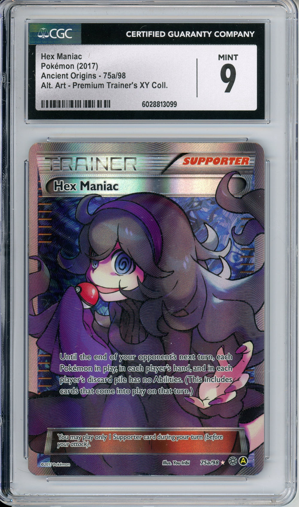 Pokemon Graded: Hex Maniac 75a/98 Ancient Origins (2017) Alt Art CGC 9