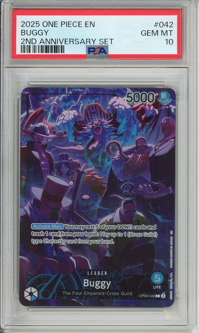 One Piece Graded: Buggy OP09-042 2nd Anniversary Set (2025) PSA 10