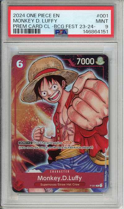 One Piece Graded: Monkey D. Luffy P-001 Premium Card Collection BCG Fest 23-24 PSA 9