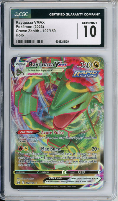 Pokemon Graded: Rayquaza VMAX 102/159 Crown Zenith (2023) Holo CGC 10
