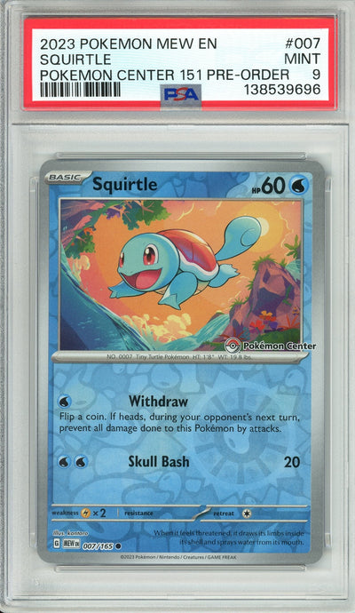 Pokemon Graded: Squirtle 7/165 151 Pre-Order PC Promo (2023) Reverse Holo PSA 9