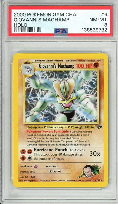 Pokemon Graded: Giovanni's Machamp 6/32 Gym Challenge (2000) Holo PSA 8