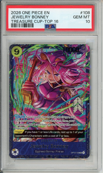One Piece Graded: Jewelry Bonney OP13-108 Treasure Cup Top 16 (2026) PSA 10