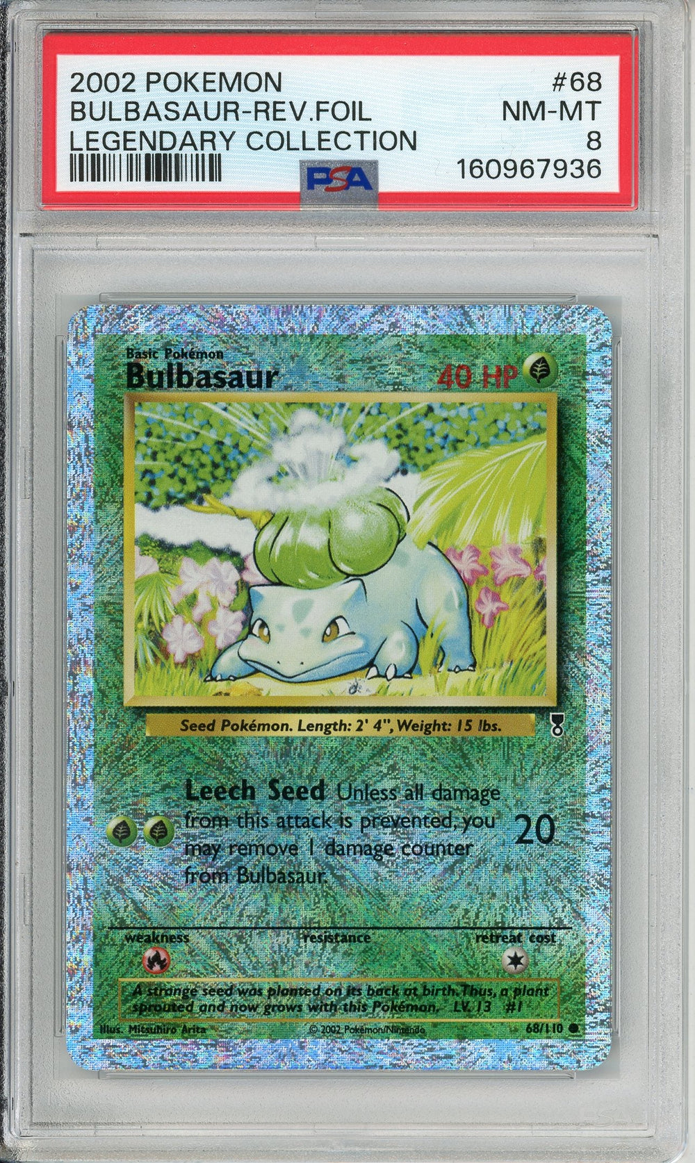 Pokemon Graded: Bulbasaur 68/110 Legendary Collection (2002) Rev. Foil PSA 8