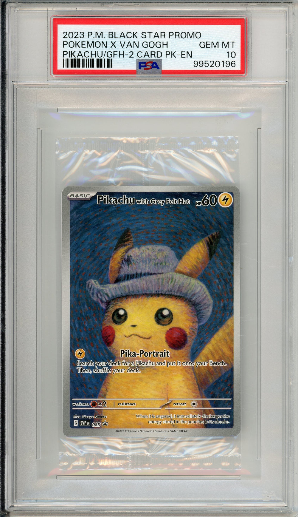 Pokemon Graded: Pikachu with Grey Felt Hat #85 Van Gogh Sealed Promo (2023) PSA 10