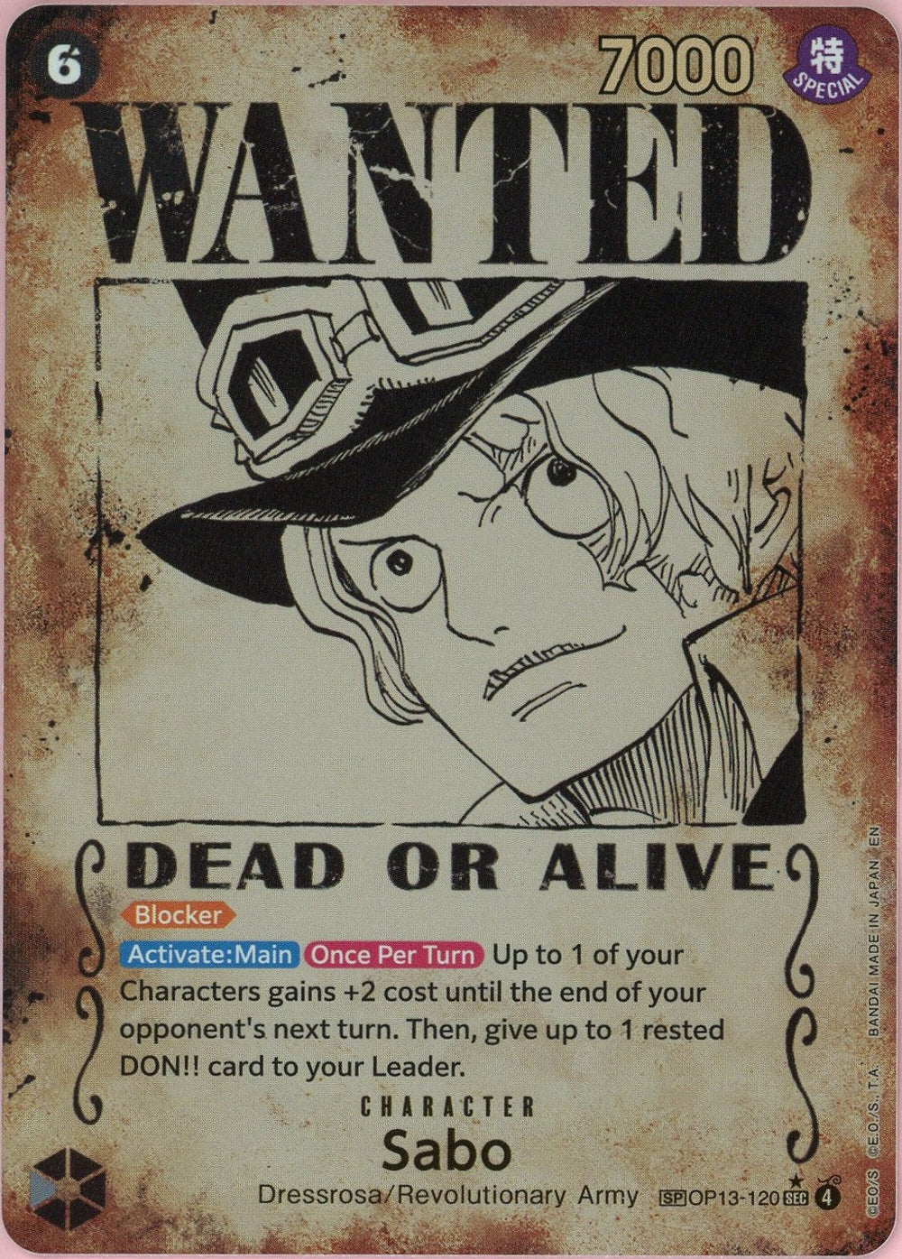 One Piece Single: Sabo Wanted Poster OP13-120 Carrying On His Will NM
