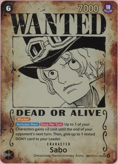 One Piece Single: Sabo Wanted Poster OP13-120 Carrying On His Will NM
