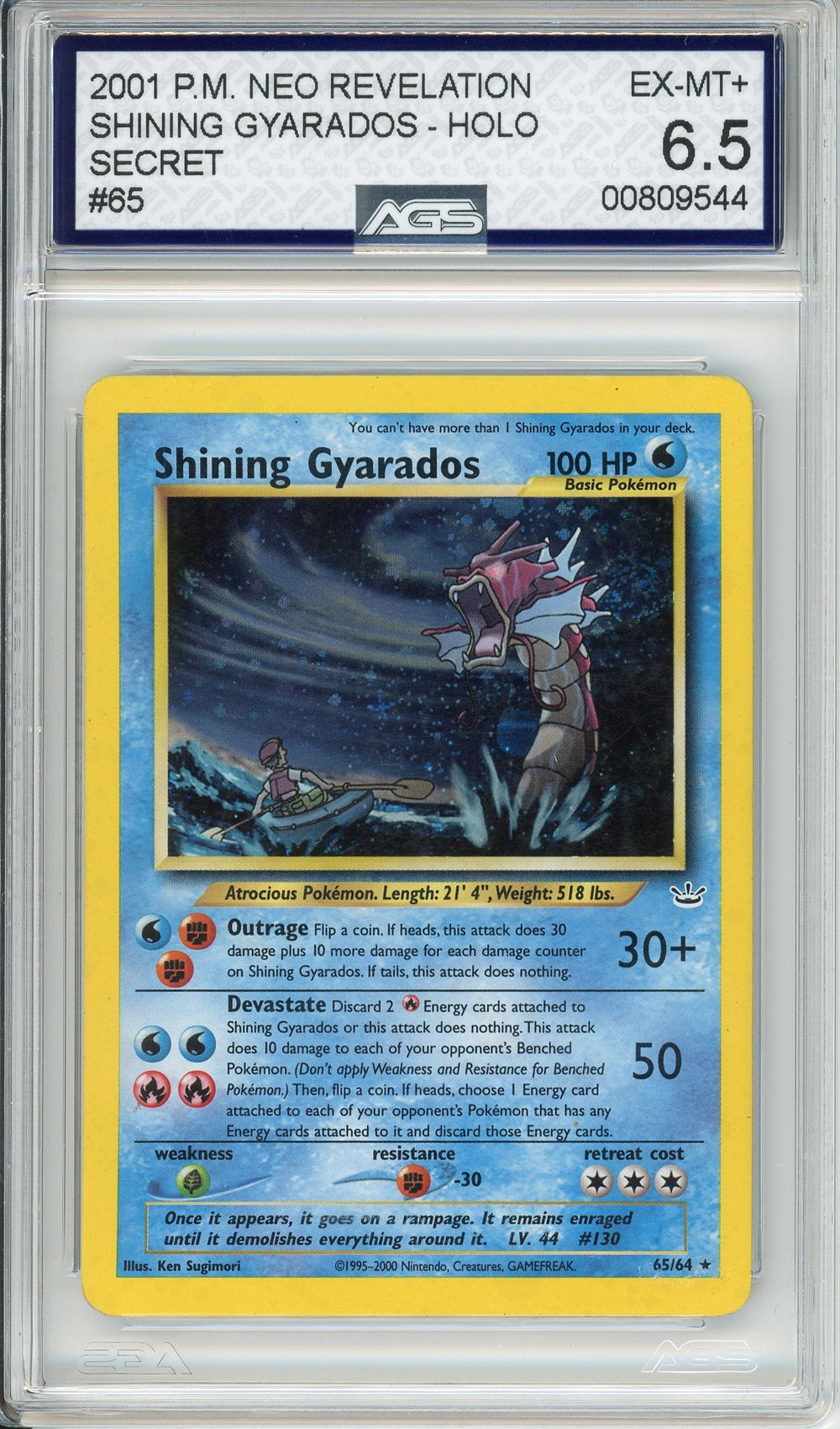 Pokemon Graded: Shining Gyarados 65/64 Neo Revelation (2001) Secret Rare Holo AGS 6.5