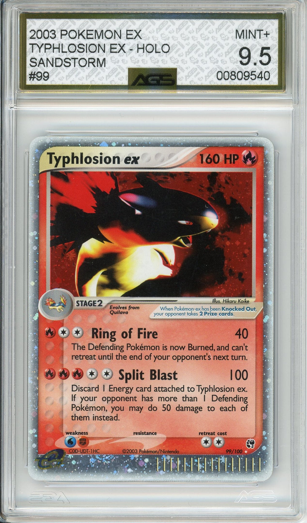 Pokemon Graded: Typhlosion ex 99/100 Sandstorm (2003) Holo AGS 9.5
