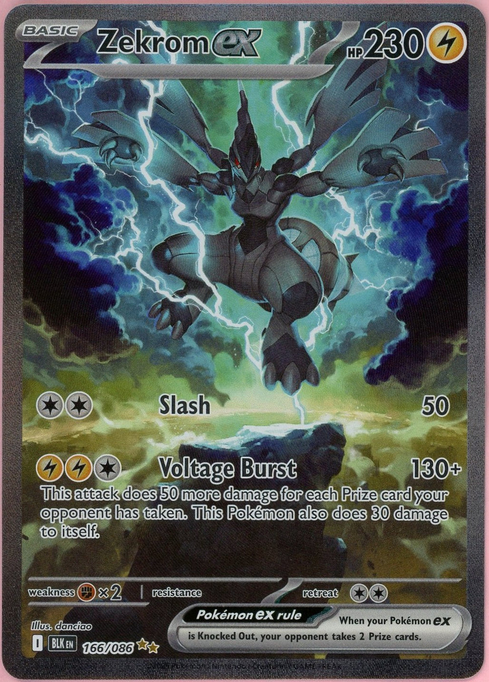 Pokemon Single: Zekrom ex 166/86 Black Bolt (2025) SIR Holo NM