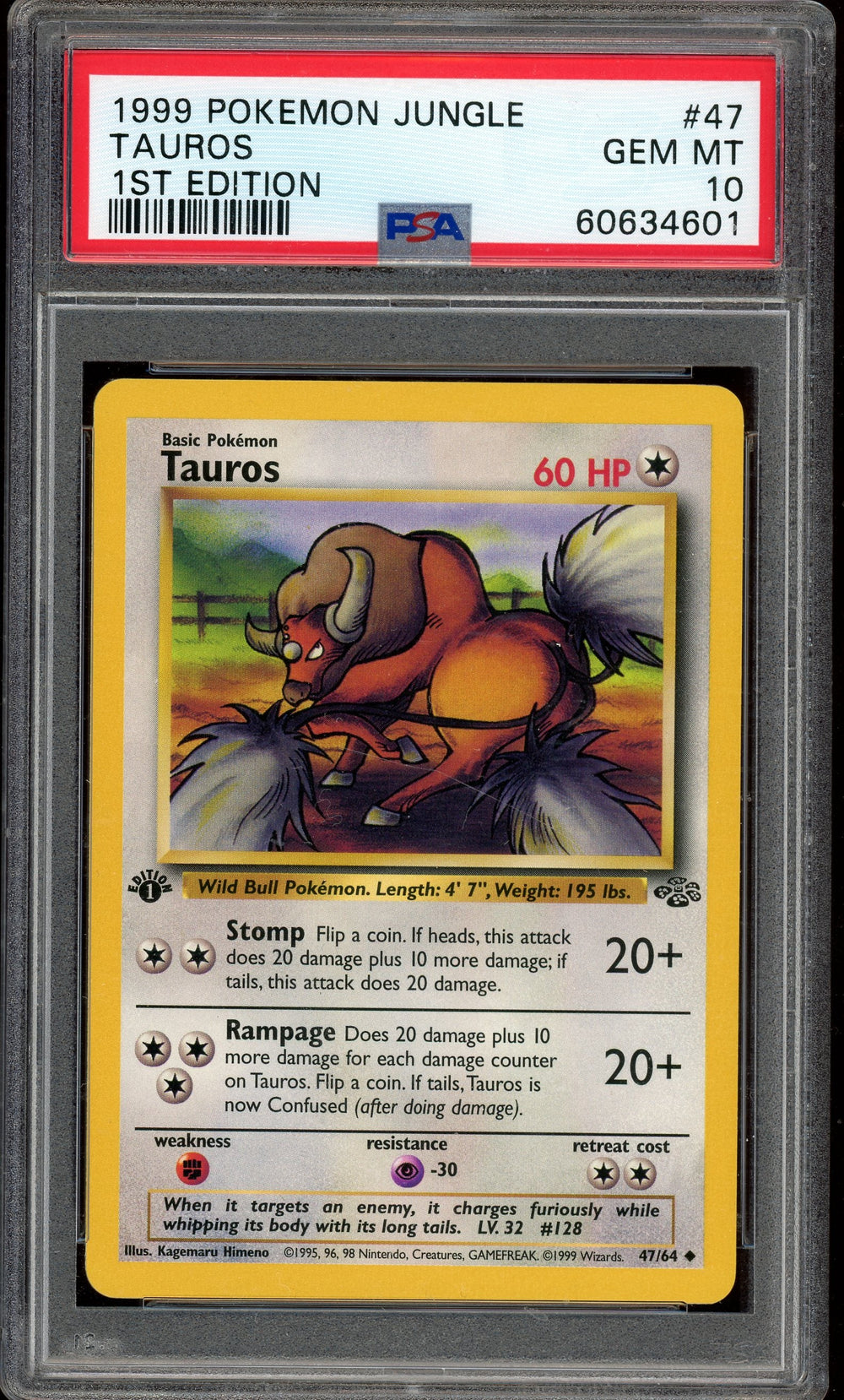 PSA 10 TAUROS 1ST EDITION JUNGLE 1999