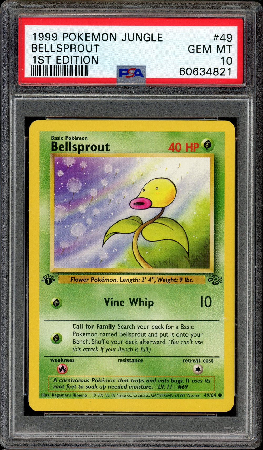 PSA 10 BELLSPROUT 1ST EDITION JUNGLE 1999