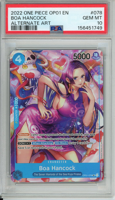 One Piece Graded: Boa Hancock OP01-078 Alternate Art PSA 10