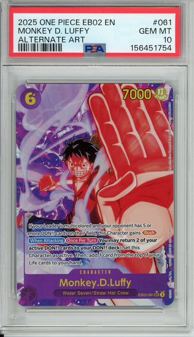 One Piece Graded: Monkey D. Luffy EB02-061 Alternate Art PSA 10