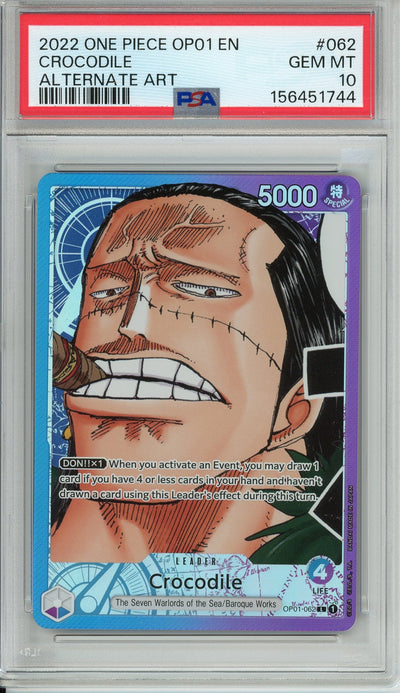 One Piece Graded: Crocodile OP01-062 Romance Dawn Alternate Art PSA 10