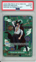 One Piece Graded: Dracule Mihawk OP12-030 Azure Sea's Seven Special Alternate Art PSA 10