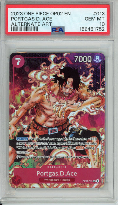 One Piece Graded: Portgas D. Ace OP02-013 Paramount War Alternate Art PSA 10
