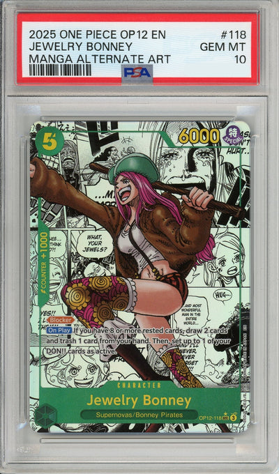 One Piece Graded: Jewelry Bonney Manga Alt Art OP12-118 Legacy Of The Master PSA 10