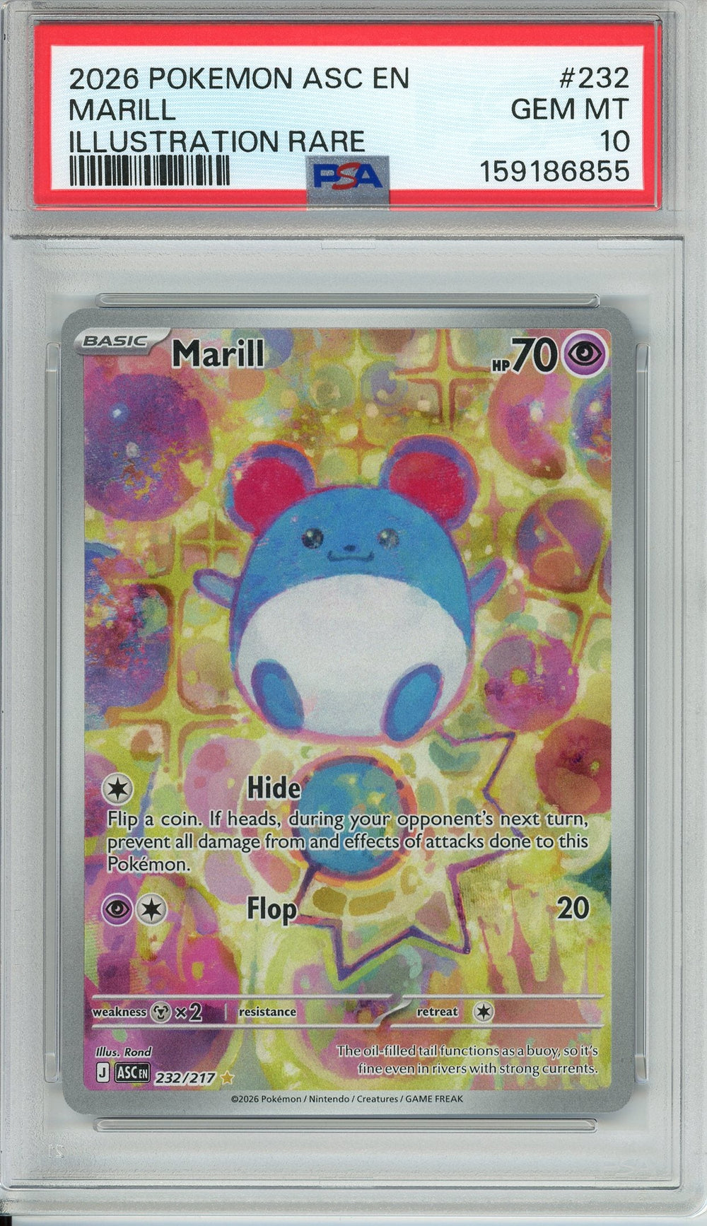 Pokemon Graded: Marill 232/217 Ascended Heroes (2026) IR PSA 10