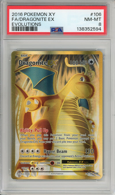 Pokemon Graded: Dragonite EX 106/108 XY Evolutions (2016) Full Art Gold PSA 8