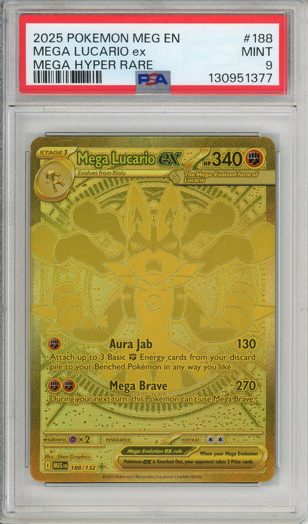Pokemon Graded: Mega Lucario ex 188/132 Mega Evolutions (2025) Holo PSA 9