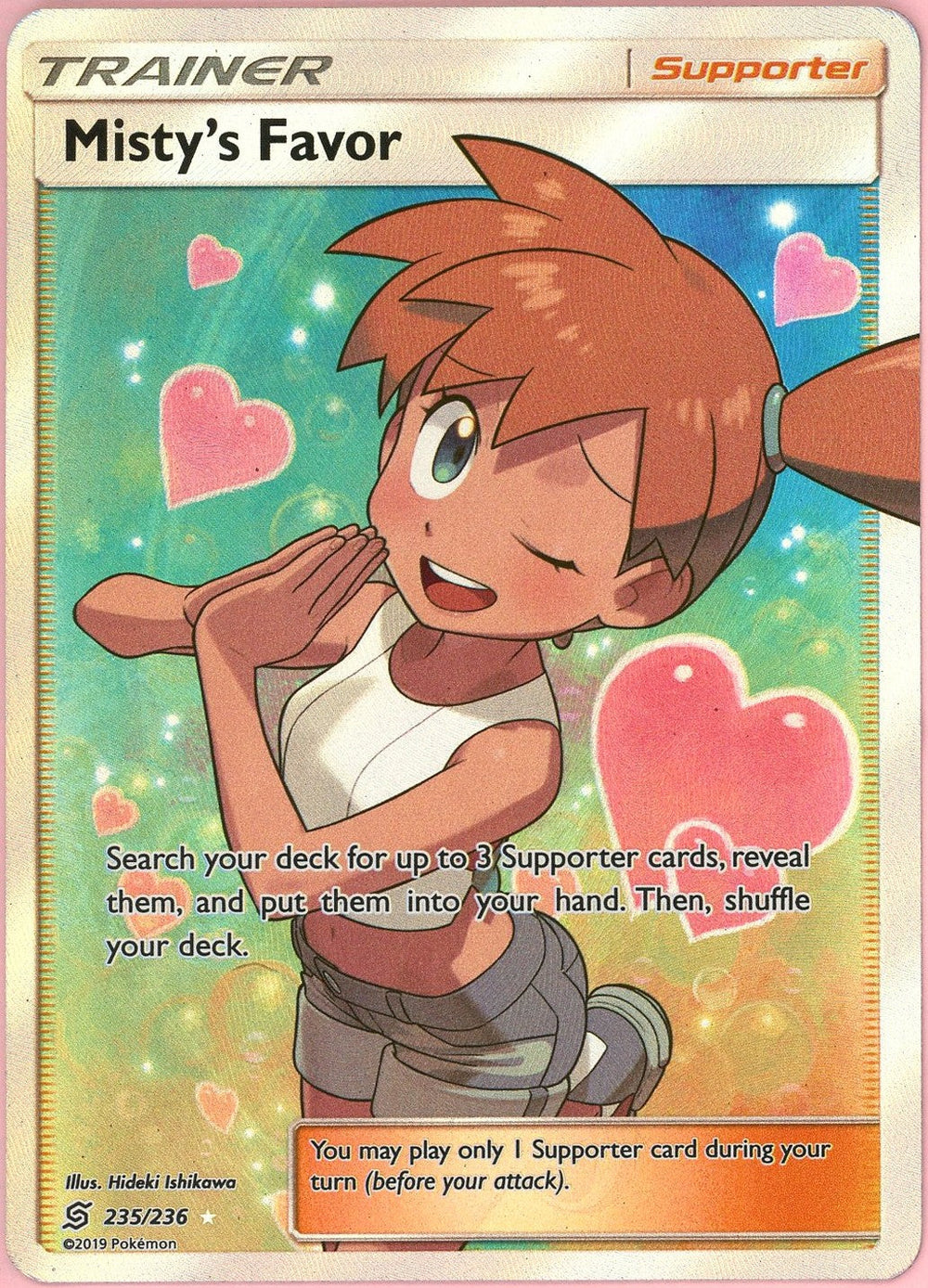 Pokemon Single: Misty's Favor 235/236 Unified Minds (2019) Full Art Holo NM