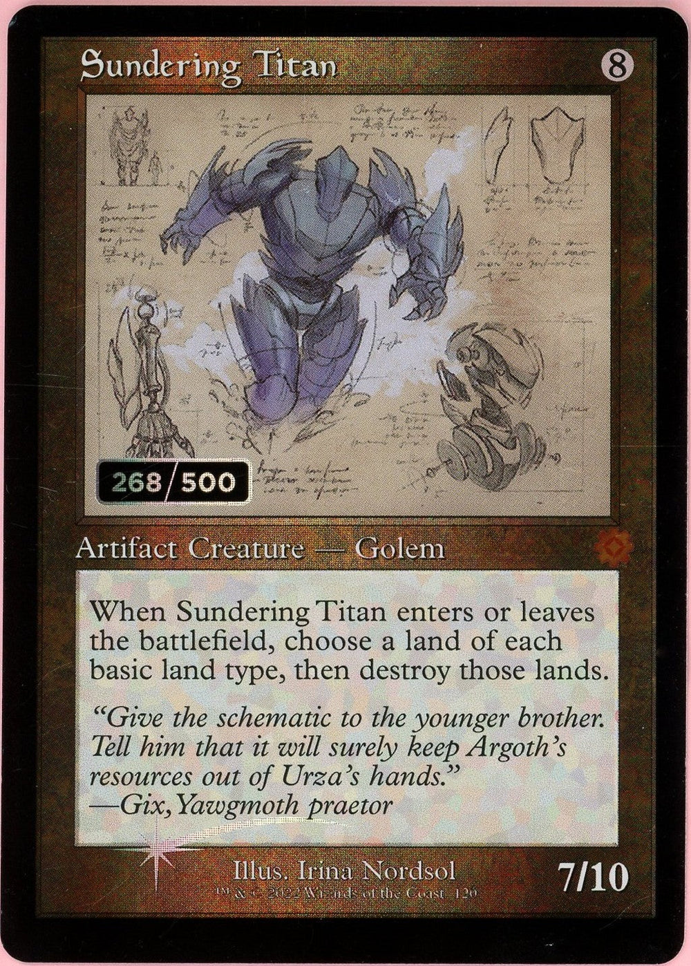 MTG Single: Sundering Titan Serialized 268/500 Brother's War Retro Artifacts NM