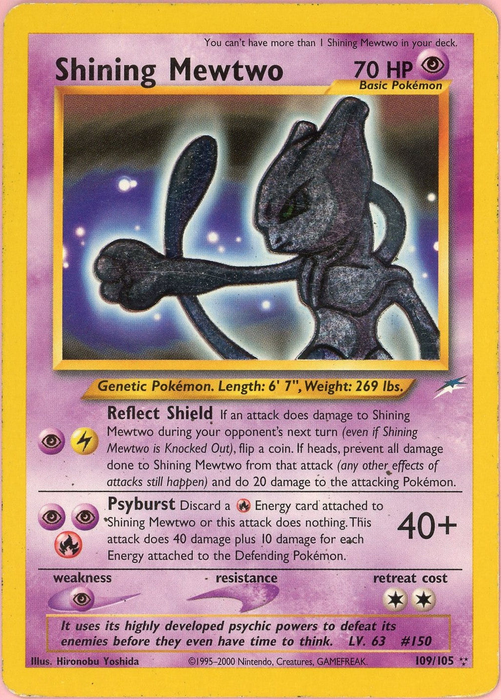 Pokemon Single: Shining Mewtwo 109/105 Neo Destiny (2002) Holo MP