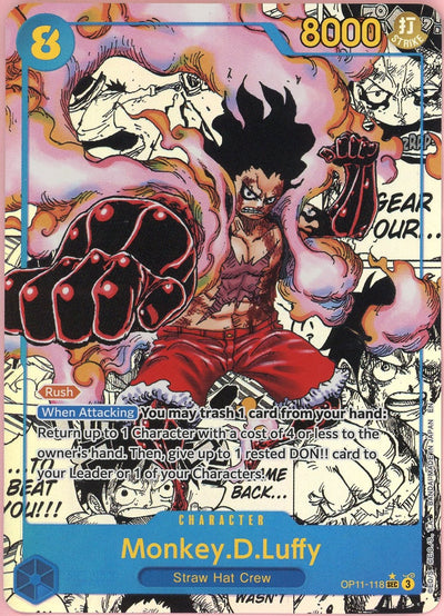 One Piece Single: Monkey D. Luffy Alt Art Manga OP11-118 A Fist Of Divine Speed MP