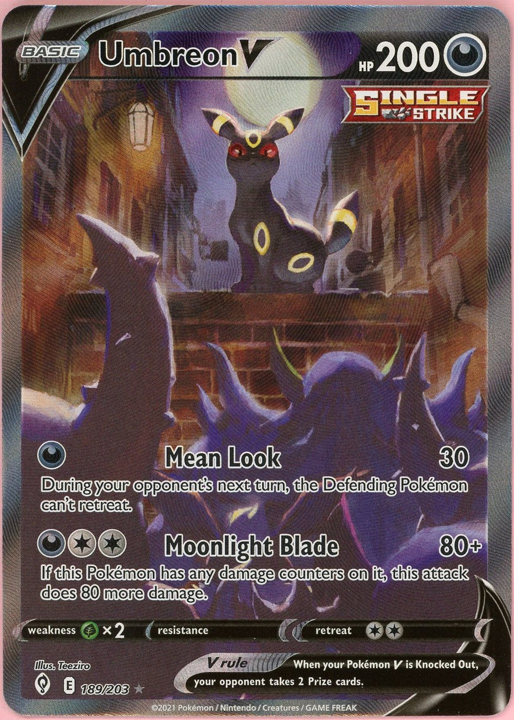 Pokemon Single: Umbreon V 189/203 Evolving Skies (2021) Full Art Holo NM