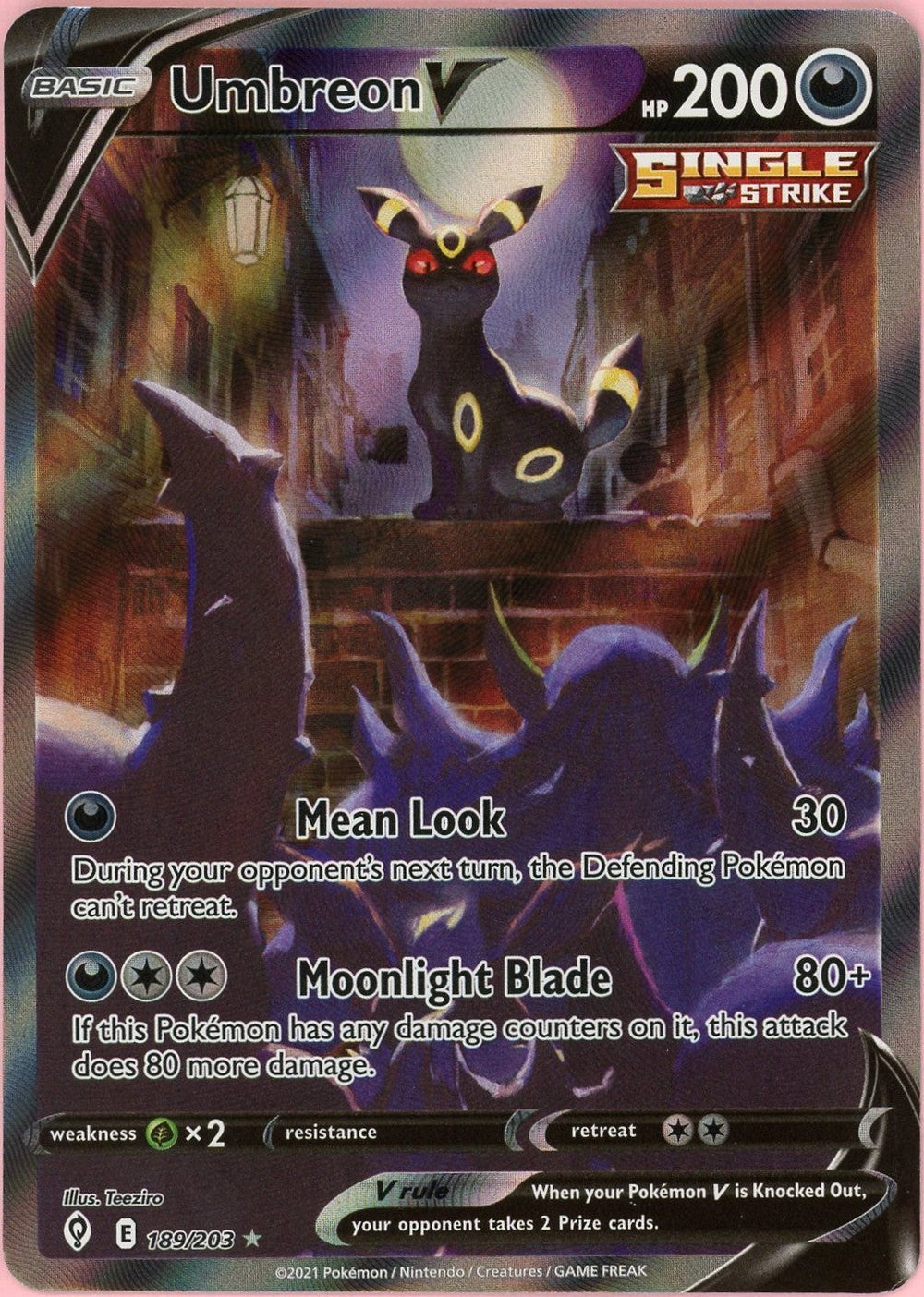 Pokemon Single: Umbreon V 189/203 Evolving Skies (2021) Full Art Holo NM