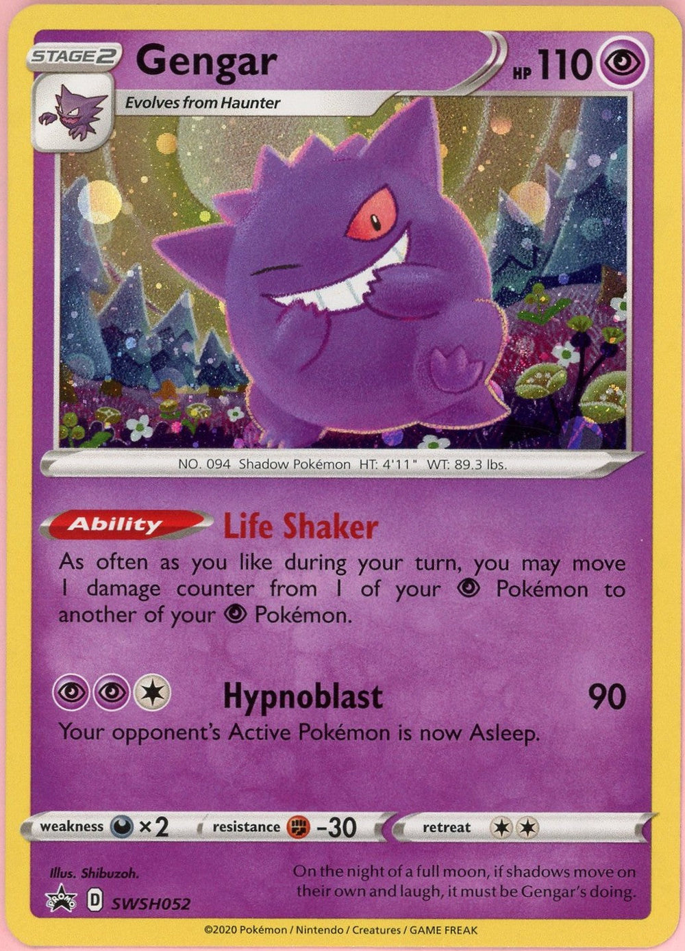 Pokemon Single: Gengar #SWSH052 Sword & Shield Promo (2020) Holo LP