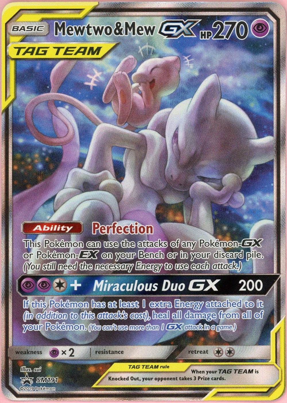 Pokemon Single: Mewtwo & Mew GX #SM191 Sun & Moon Promo (2019) Holo NM