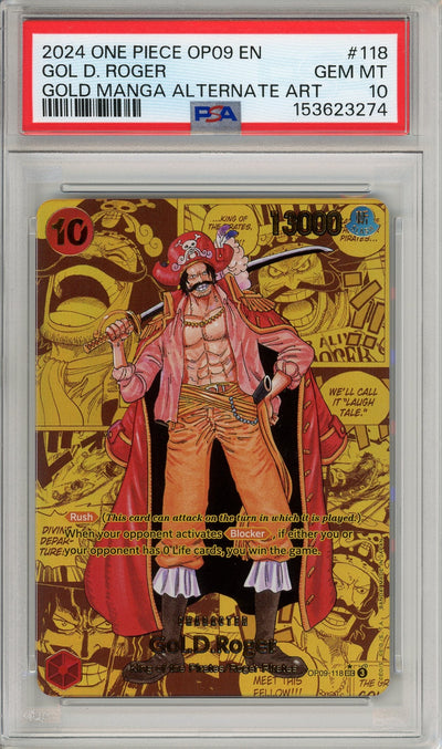 One Piece Graded: Gol D. Roger OP09-118 Gold Manga Alt Art PSA 10