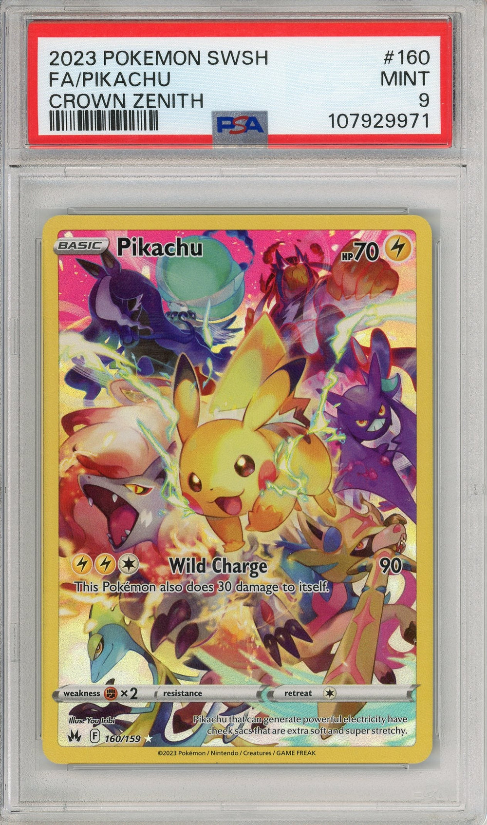 Pokemon Graded: Pikachu 160/159 Crown Zenith (2023) Full Art Holo PSA 9